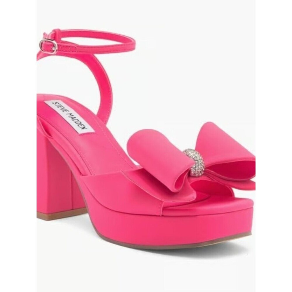 Steve Madden Aerin Hot Pink Bow Heels with Rhinestone Accent. Sz: 8
